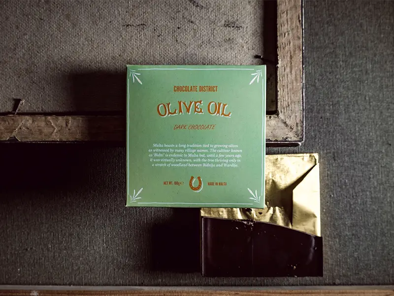 'Bidni' olive oil dark chocolate bar, 80gr.