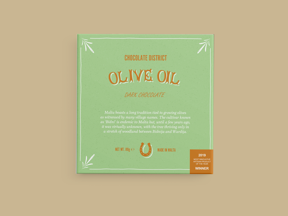 'Bidni' olive oil dark chocolate bar, 80gr.