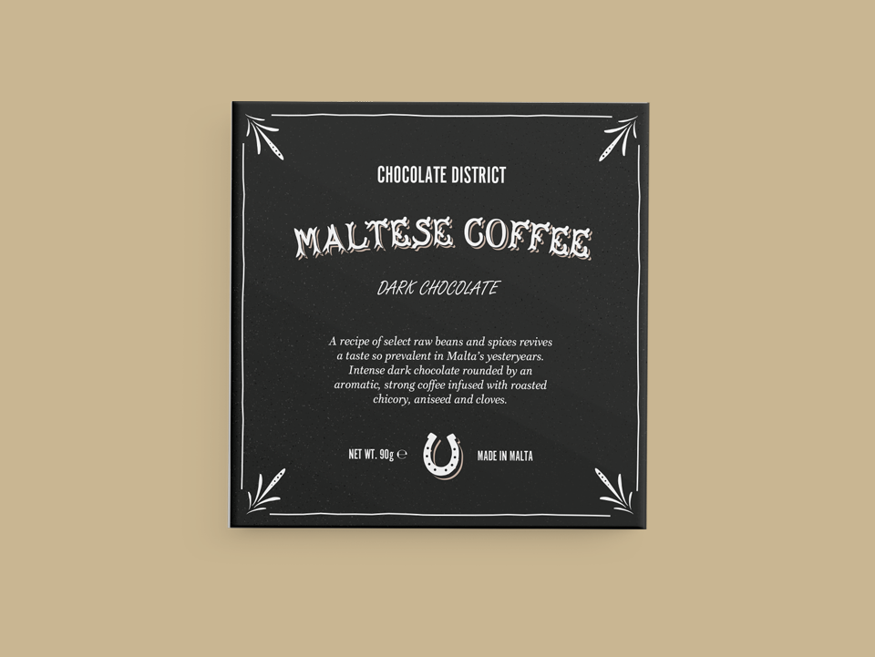 Maltese coffee dark chocolate bar, 90gr.