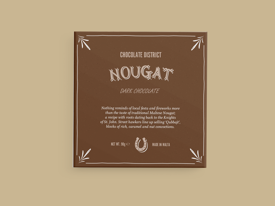 Nougat dark chocolate bar, 90gr.