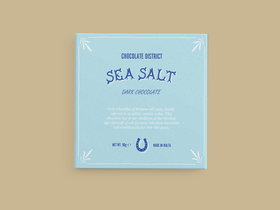 'Xwejni' sea salt dark chocolate bar, 90gr.