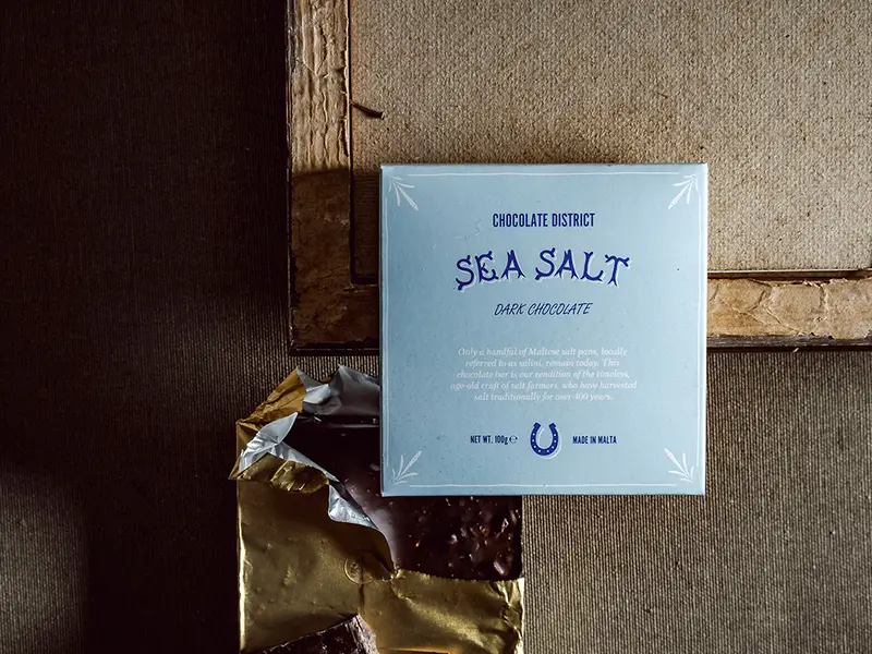 'Xwejni' sea salt dark chocolate bar, 90gr.
