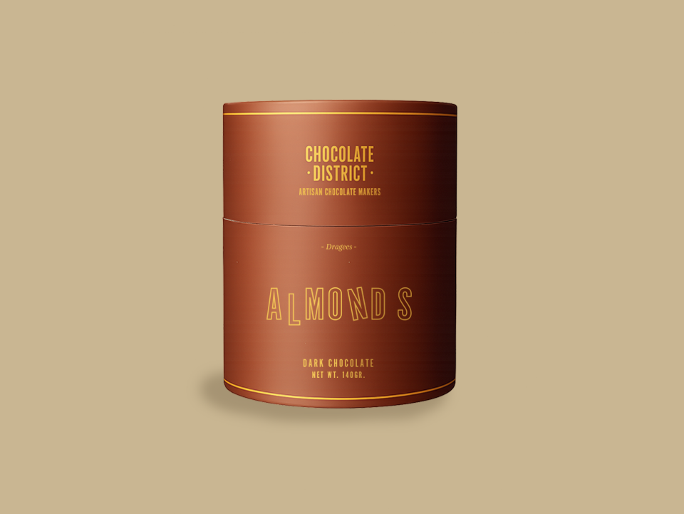 dark chocolate covered almonds, 140gr.