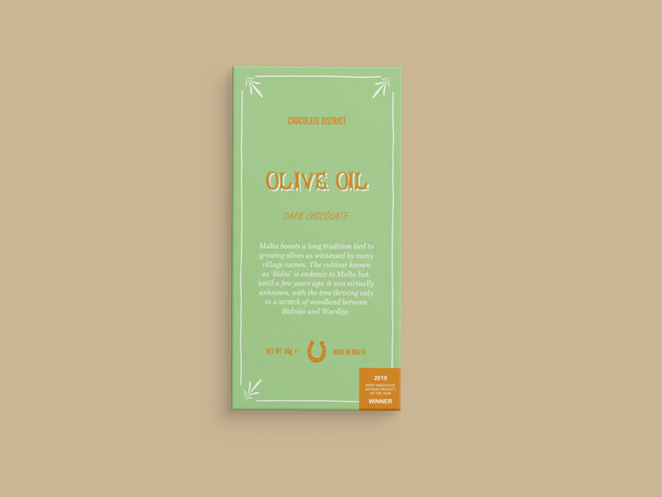 'bidni' olive oil dark chocolate bar, 40gr.